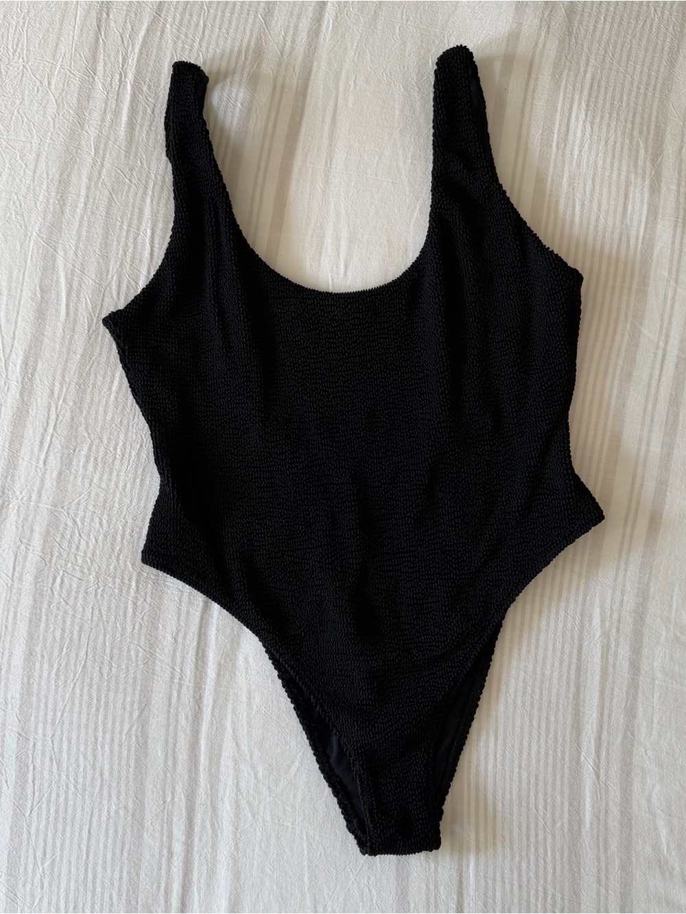 Pacsun Swim One Piece Swimsuit in Black Smocked Material